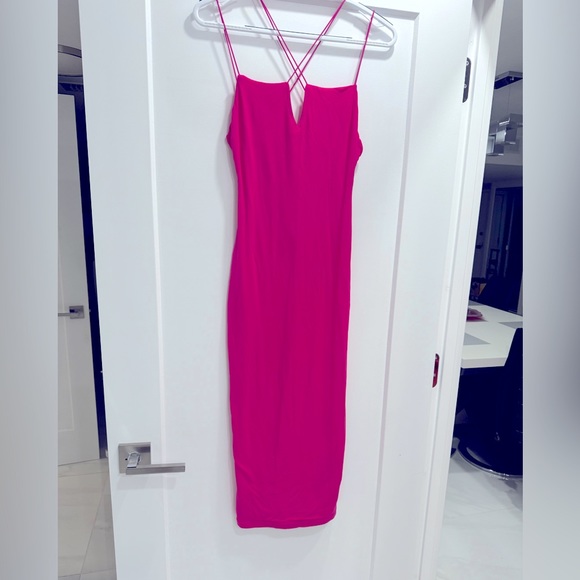 SER.O.YA bright pink midi dress with strappy open back. Size S. Brand new